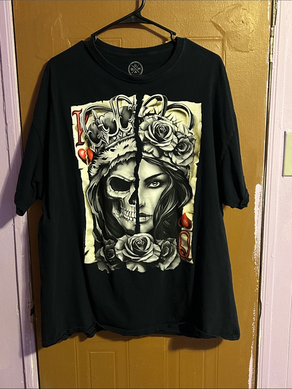 Black Graphic Split Skull & Rose Tee